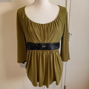 Bisou Bisou Michelle Bombot Women's  Green  Blouse  Large